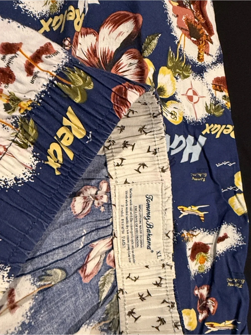 Tommy Bahama Navy Floral Boxers with Yellow & Red Accents